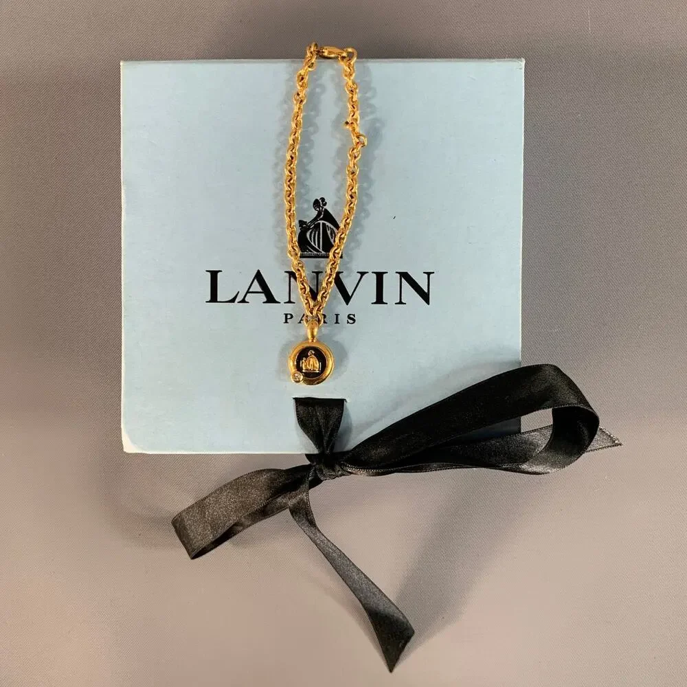 LANVIN Gold Shimmer Metallic Charm Bracelet